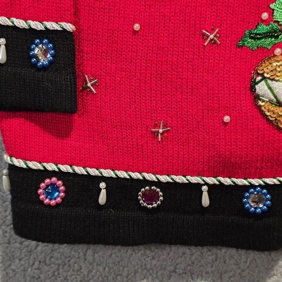 NWT BP DESIGN WOMENS CHRISTMAS SWEATER TREE SEQUIN COWL NECK Sz L HOLIDAY Beaded - Picture 7 of 13